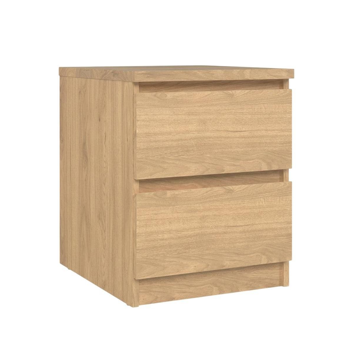 FurniFact Hickory Nightstand with 2 Drawers and Timeless Design