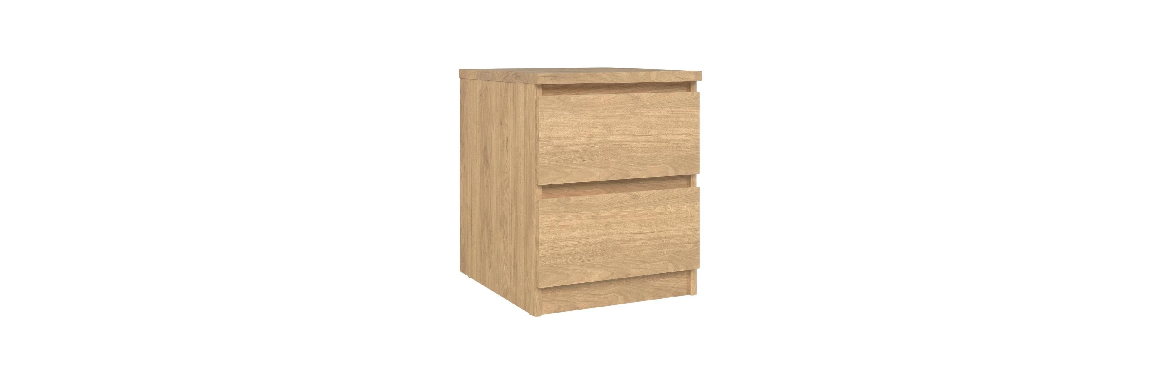 FurniFact Hickory Nightstand with 2 Drawers and Timeless Design