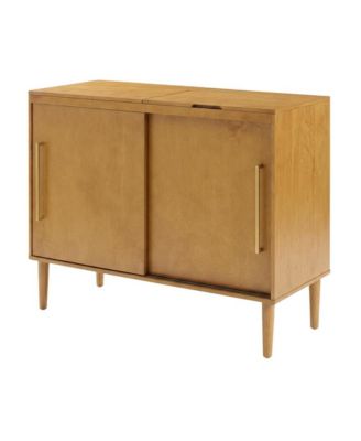 Large Record Player Cabinet, MDF Rubberwood Vinyl Console