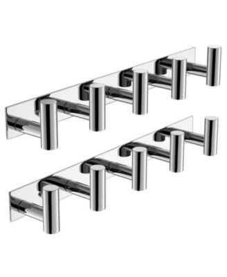 2 Pack Wall Mount Hook Rack for Robes Bags Keys Towels Bathroom Hardware Organizer 5 Hooks