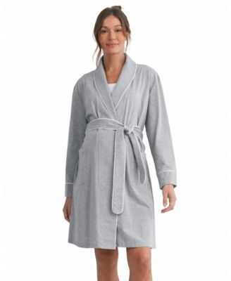 Maternity Long-Sleeve Shawl-Collar Open-Front Robe