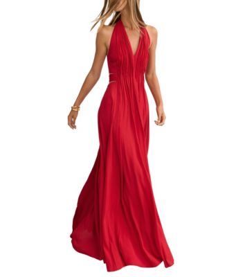 Women's Cara Pleated Halterneck Fit-and-Flare Maxi Dress