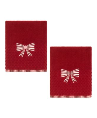 Striped Bow Cotton Decorative Hand Towel, 2-Pack