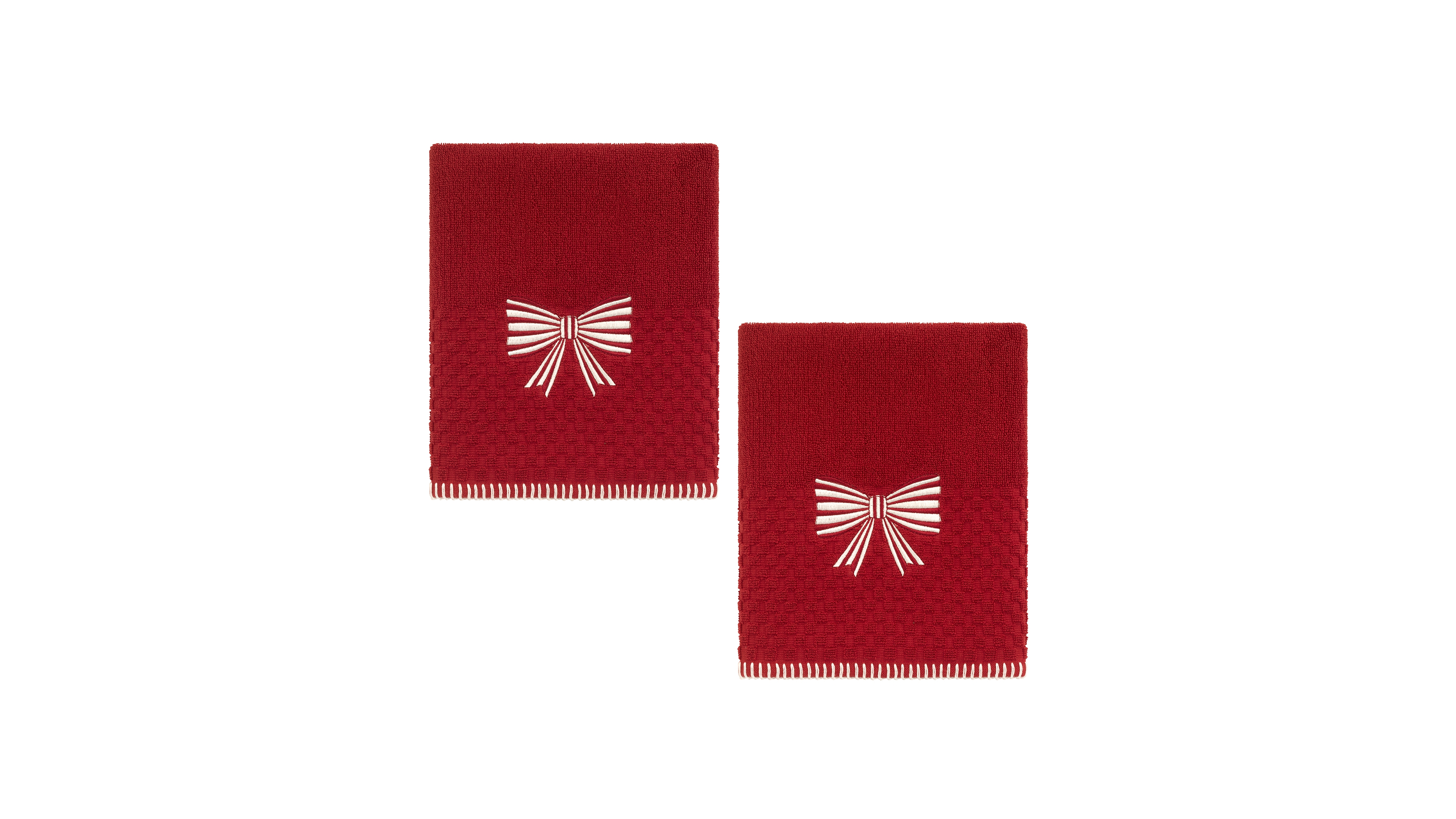 Avanti Striped Bow Cotton Decorative Hand Towel, 2-Pack