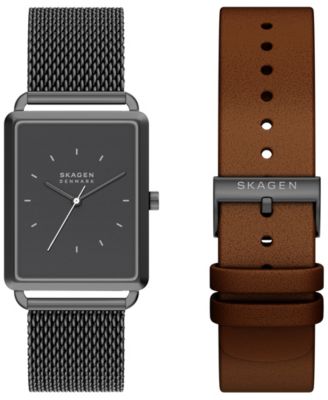 Men's Quartz Hagen Gunmetal Stainless Steel Mesh Watch 36mm