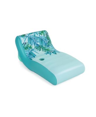 H2OGO! Luxury Fabric Covered 64" Inflatable Pool Lounger Float, Blue