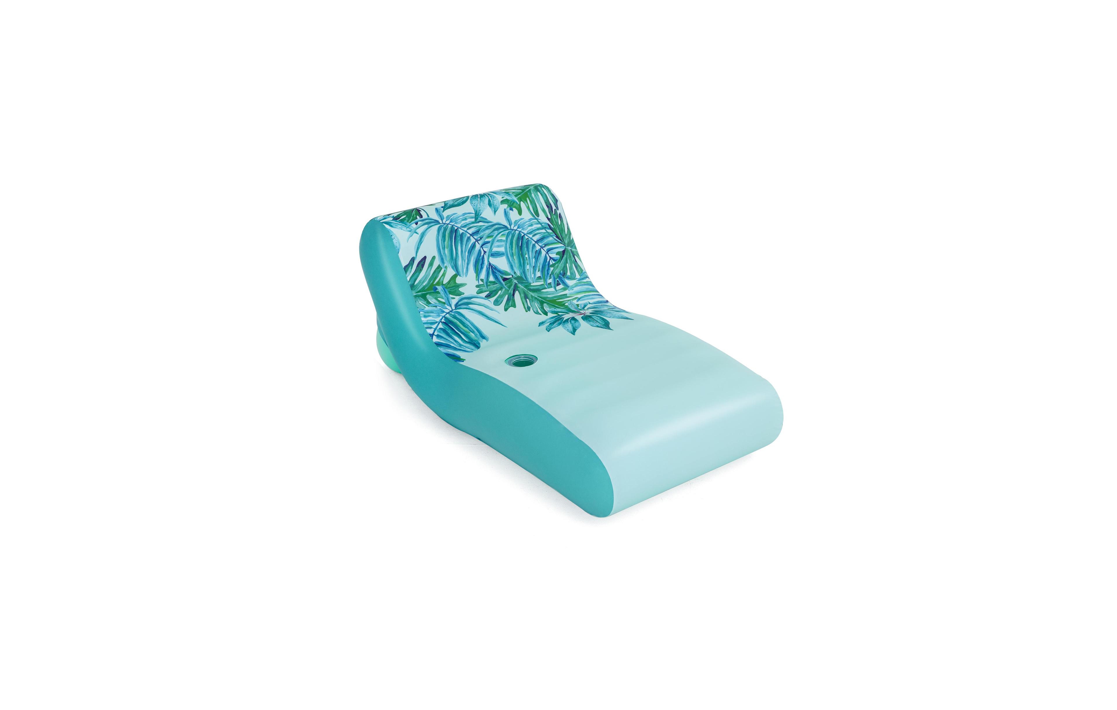 Bestway H2OGO! Luxury Fabric Covered 64" Inflatable Pool Lounger Float, Blue