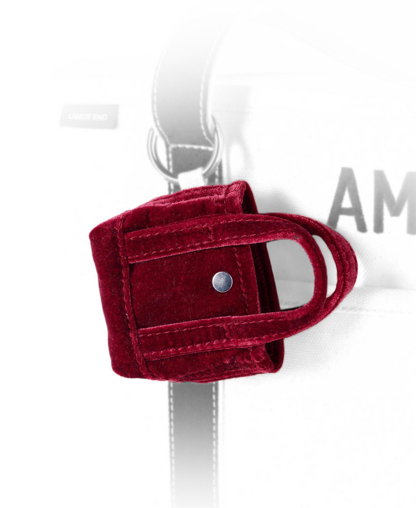 Женский брелок Lands' End Micro Velvet Canvas Tote Charm, цвет: Красный — фото 2