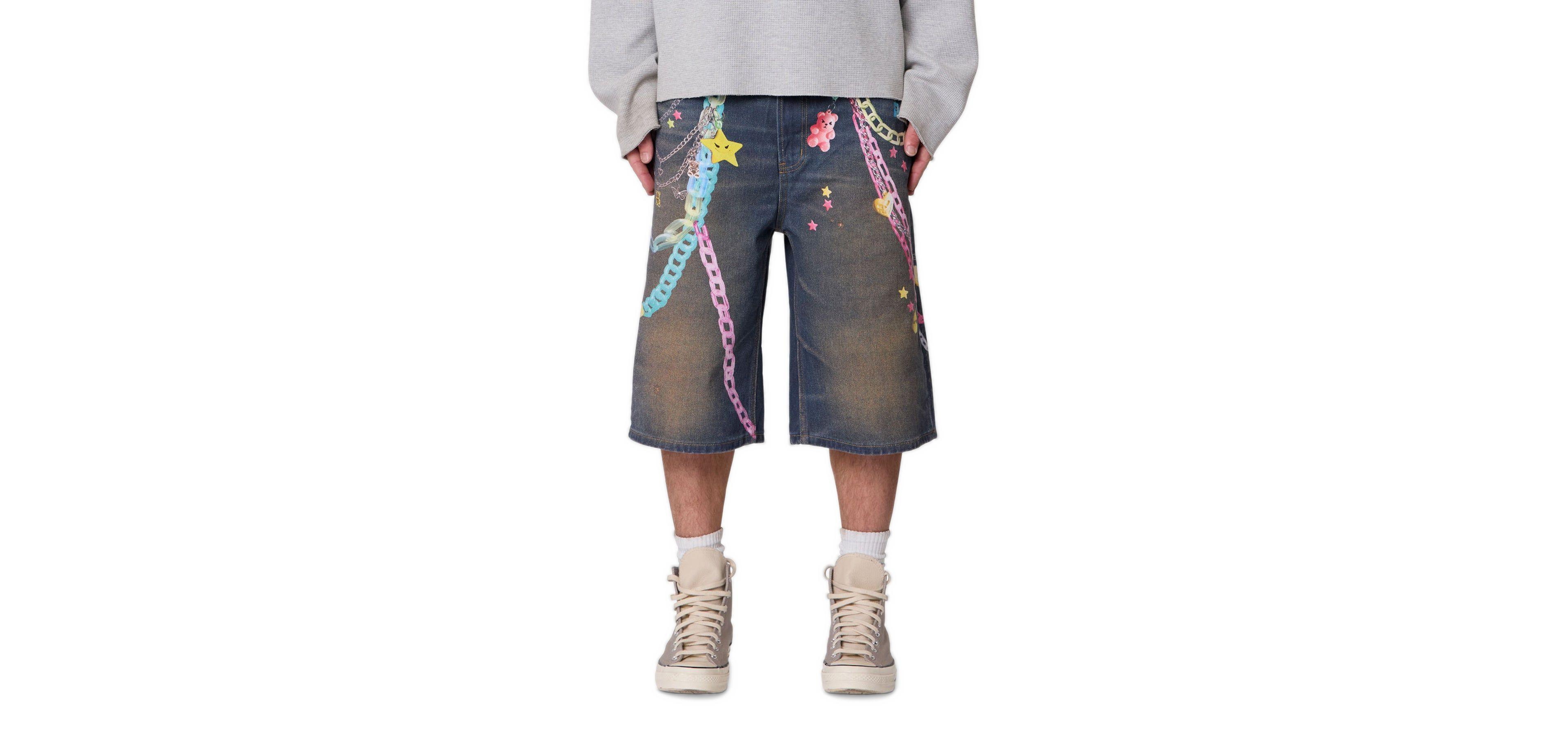 mnml Men's Ultrabaggy Chain Printed Denim Shorts