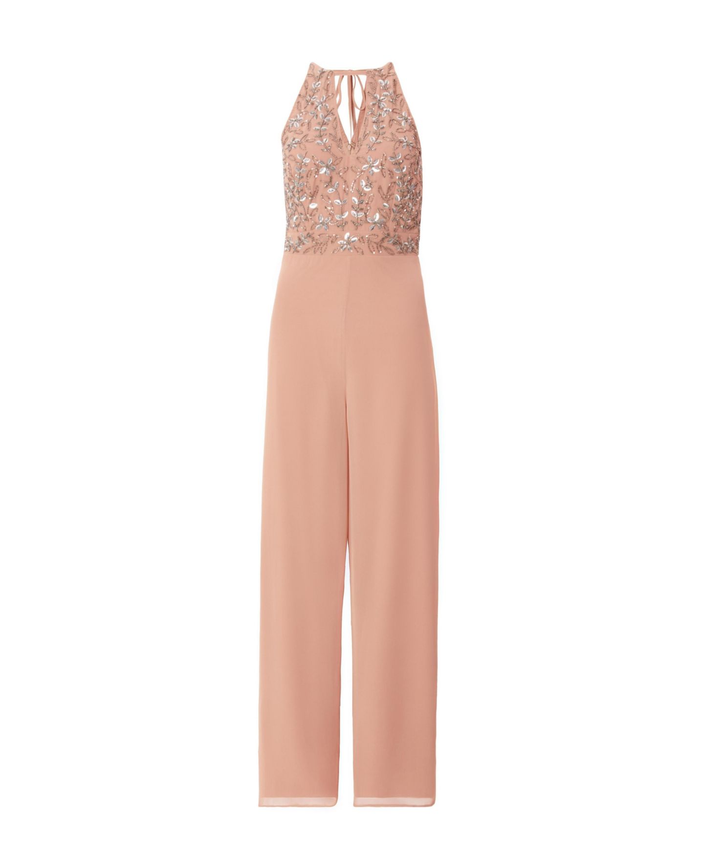 Женский комбинезон QUIZ Beaded V Neck Chiffon Jumpsuit, цвет: Мягкий розовый — фото 11