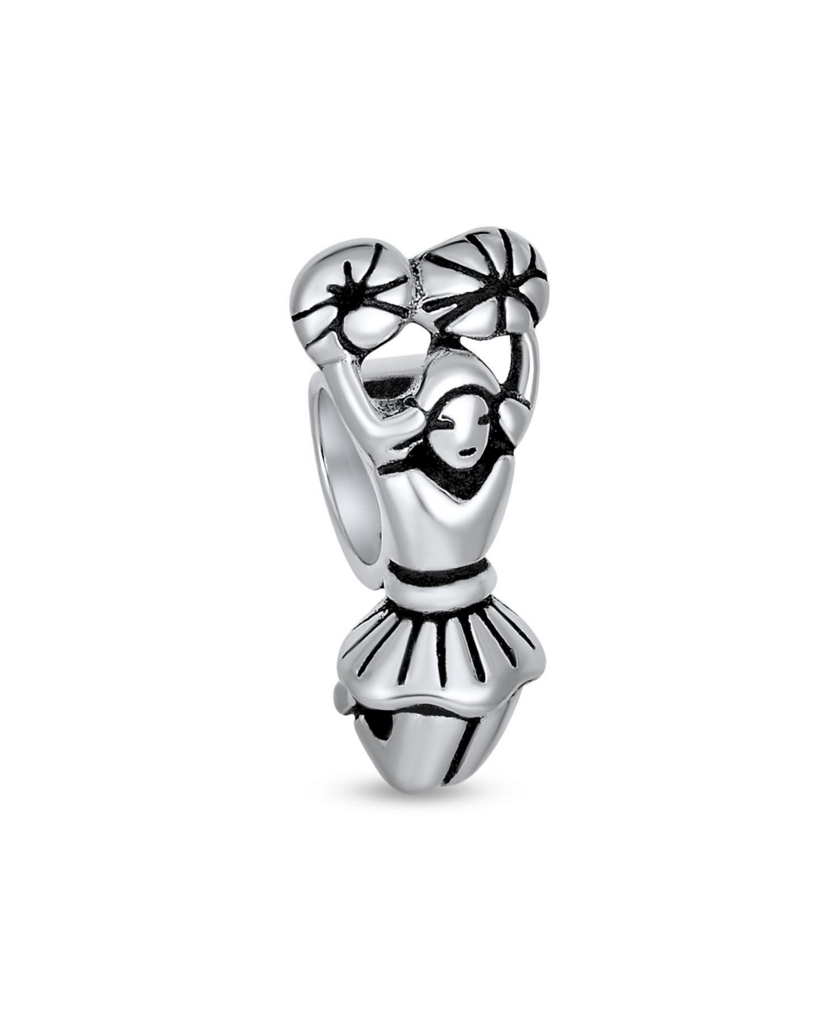 Bling Jewelry Sterling Silver Oxidized Cheerleader Charm Bead - Silver tone