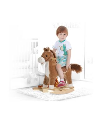 Kids Rocking Horse, Plush, Wood, Steel Construction for Ages 36-72 months