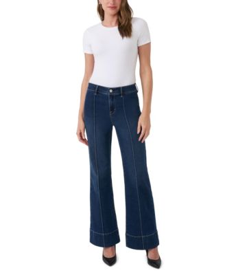 Women's Pintuck High-Rise Wide-Leg Jeans