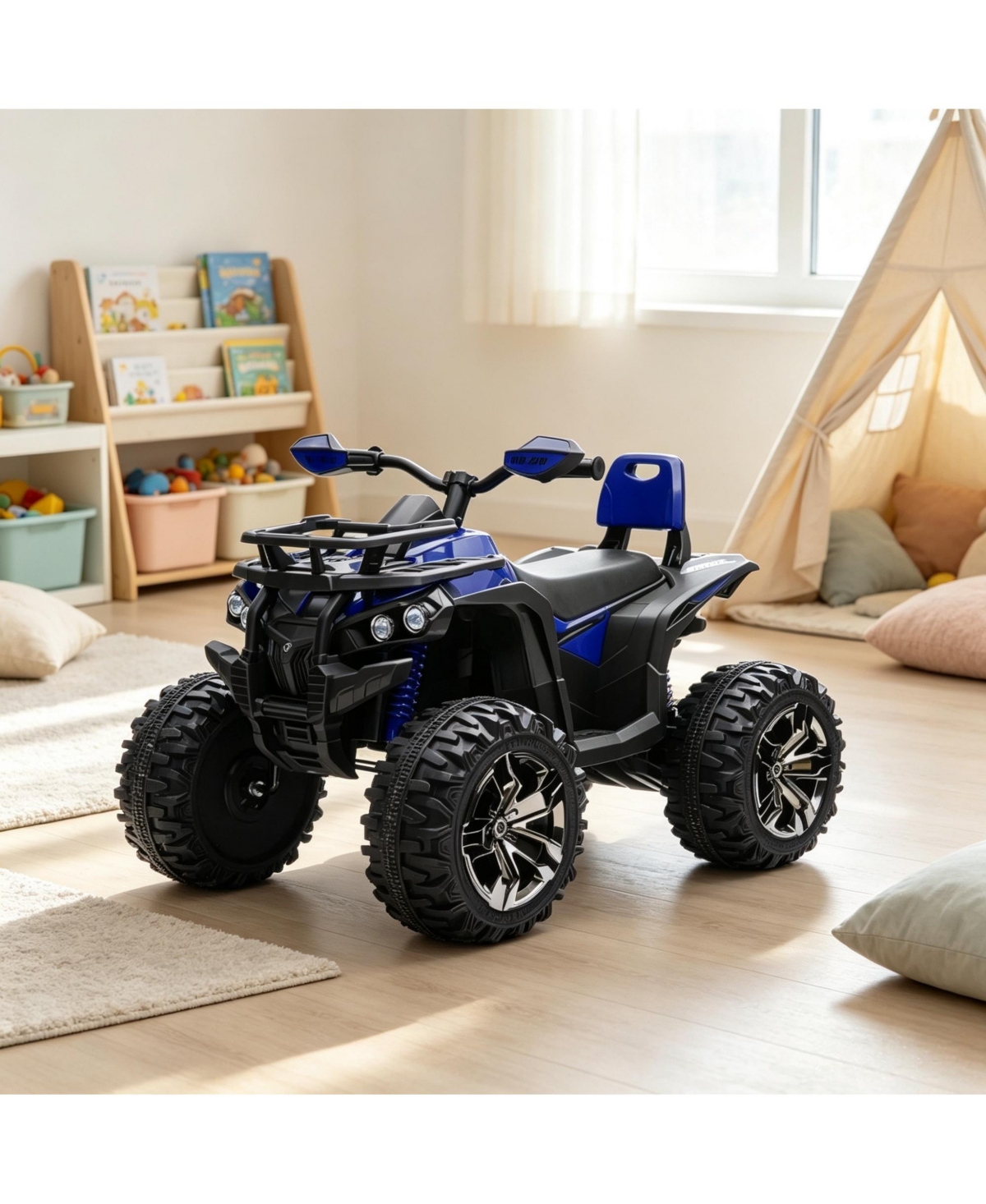 Sevorley 12V 4-Wheeler Dual 12V 550 Motors, Music & Led Lights Kids Atv, 66 lbs, Ages 3-5