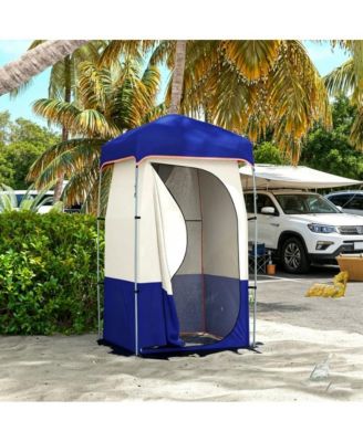 Camping Shower Tent, Oxford fabric, Steel Construction, A built-in solar shower bag allows you to heat