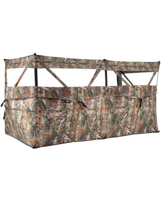 360degree(s) Panoramic Hunting Blind - 4 One-Way See-Through Panels, Modular Setup with Dog Doors (Camouflage