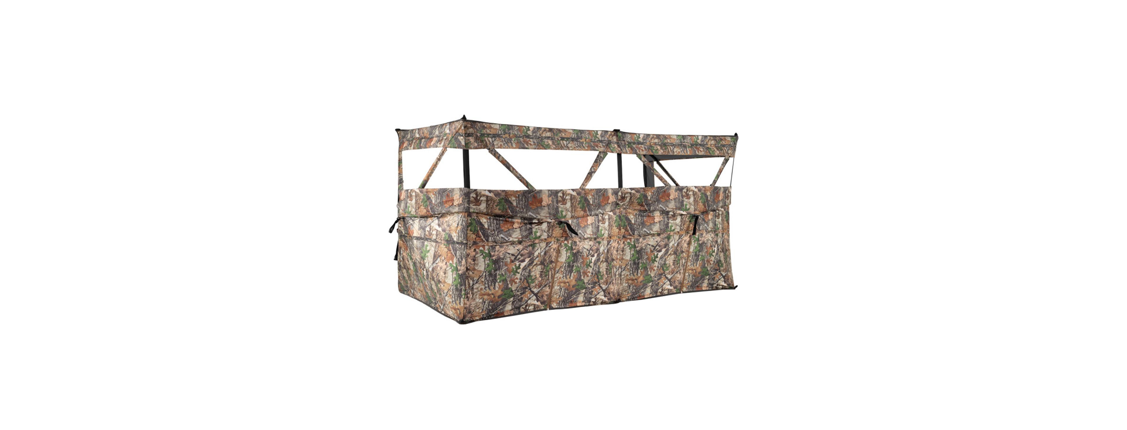 Sevorley 360degree(s) Panoramic Hunting Blind - 4 One-Way See-Through Panels, Modular Setup with Dog Doors (Camouflage