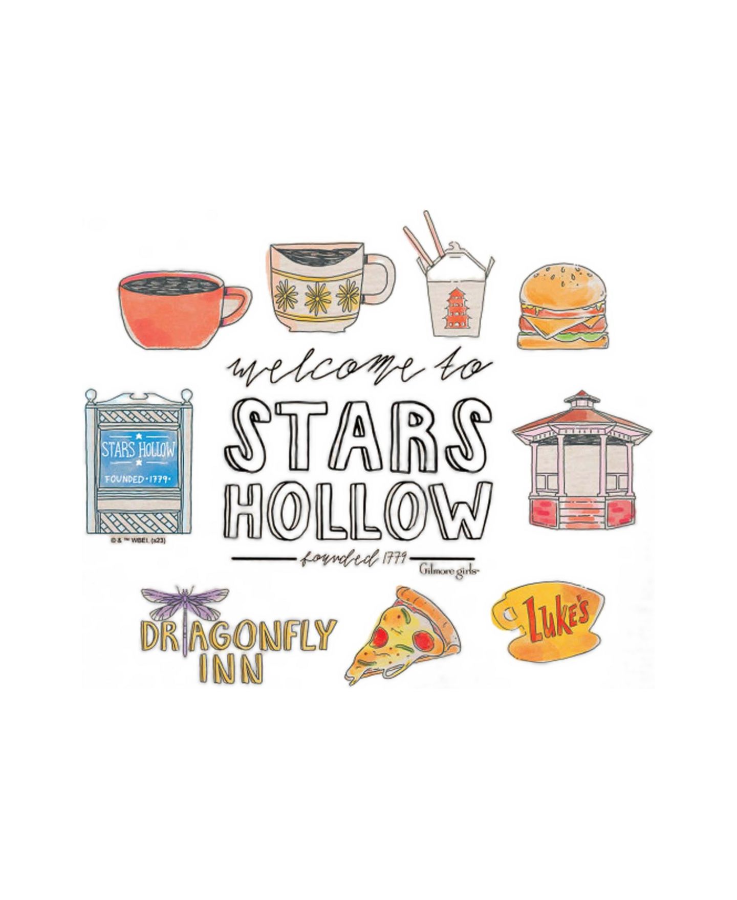 Женская футболка Gilmore Girls Stars Hollow Grid Relaxed Fit Graphic, цвет: Берёзовый — фото 4