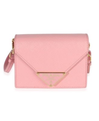 Pink Saffiano Card Holder With Strap