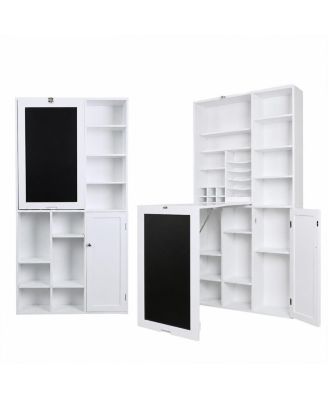 Smart Space Series Fold Down Wall Desk with Storage Shelves - Space Saving Murphy Desk Cabinet for Home Office and Small Spaces