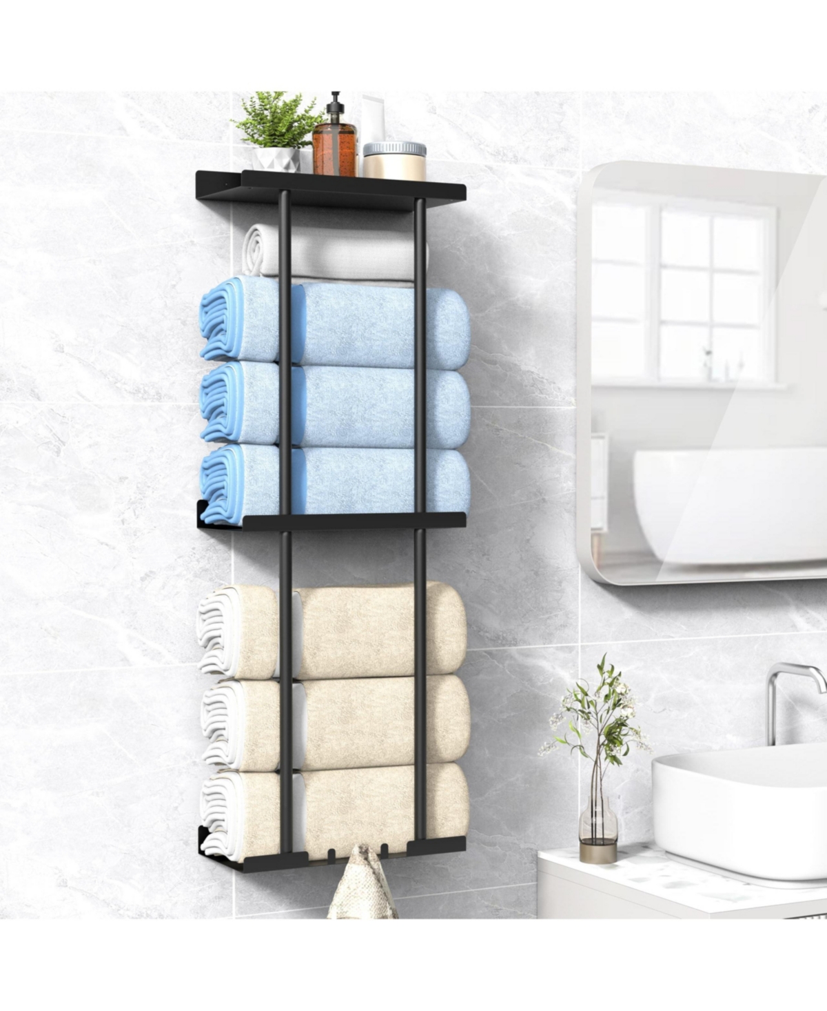 Cyqbd Bathroom Hardware Towel Rack Wall Mounted Vertical Rolled Storage Holder