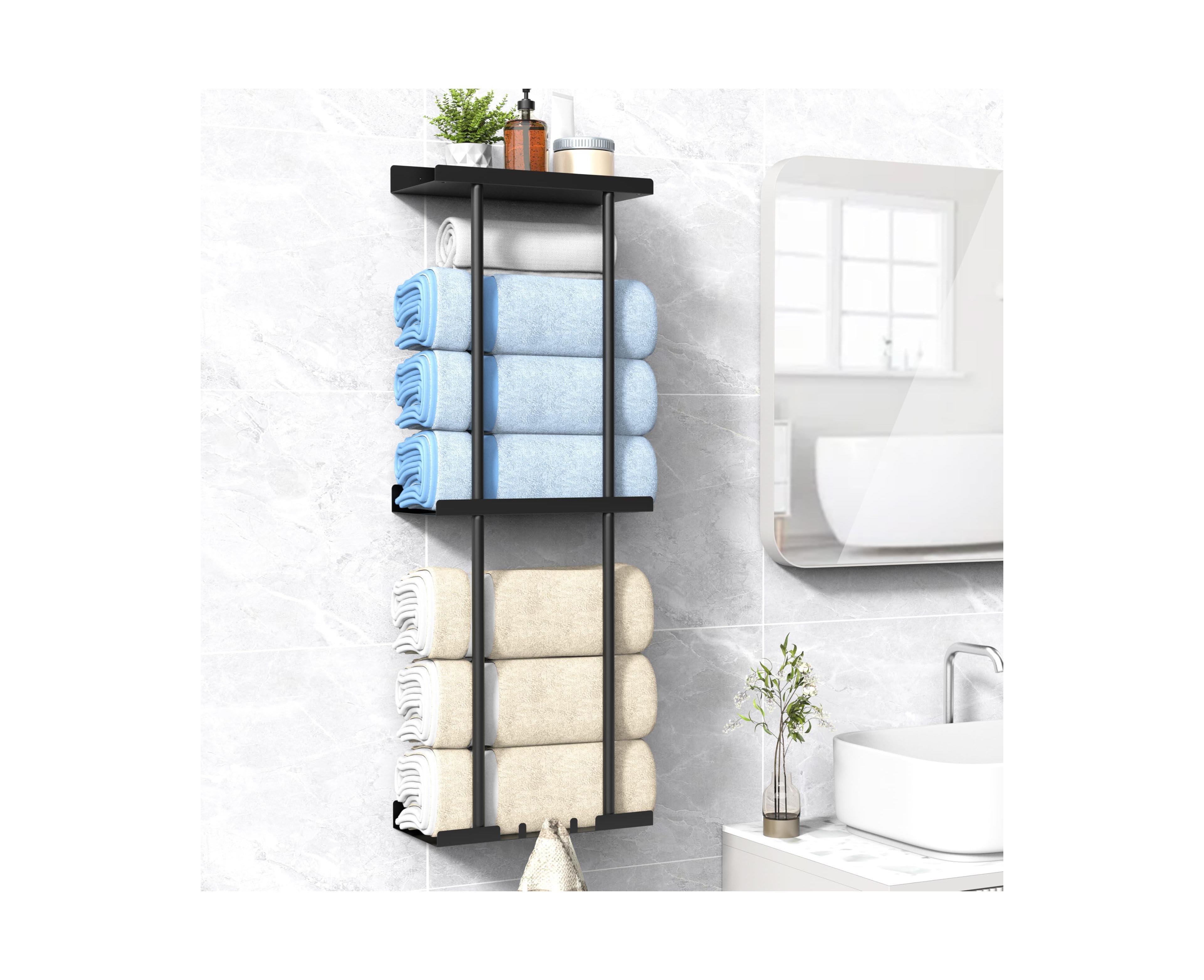 Cyqbd Bathroom Hardware Towel Rack Wall Mounted Vertical Rolled Storage Holder