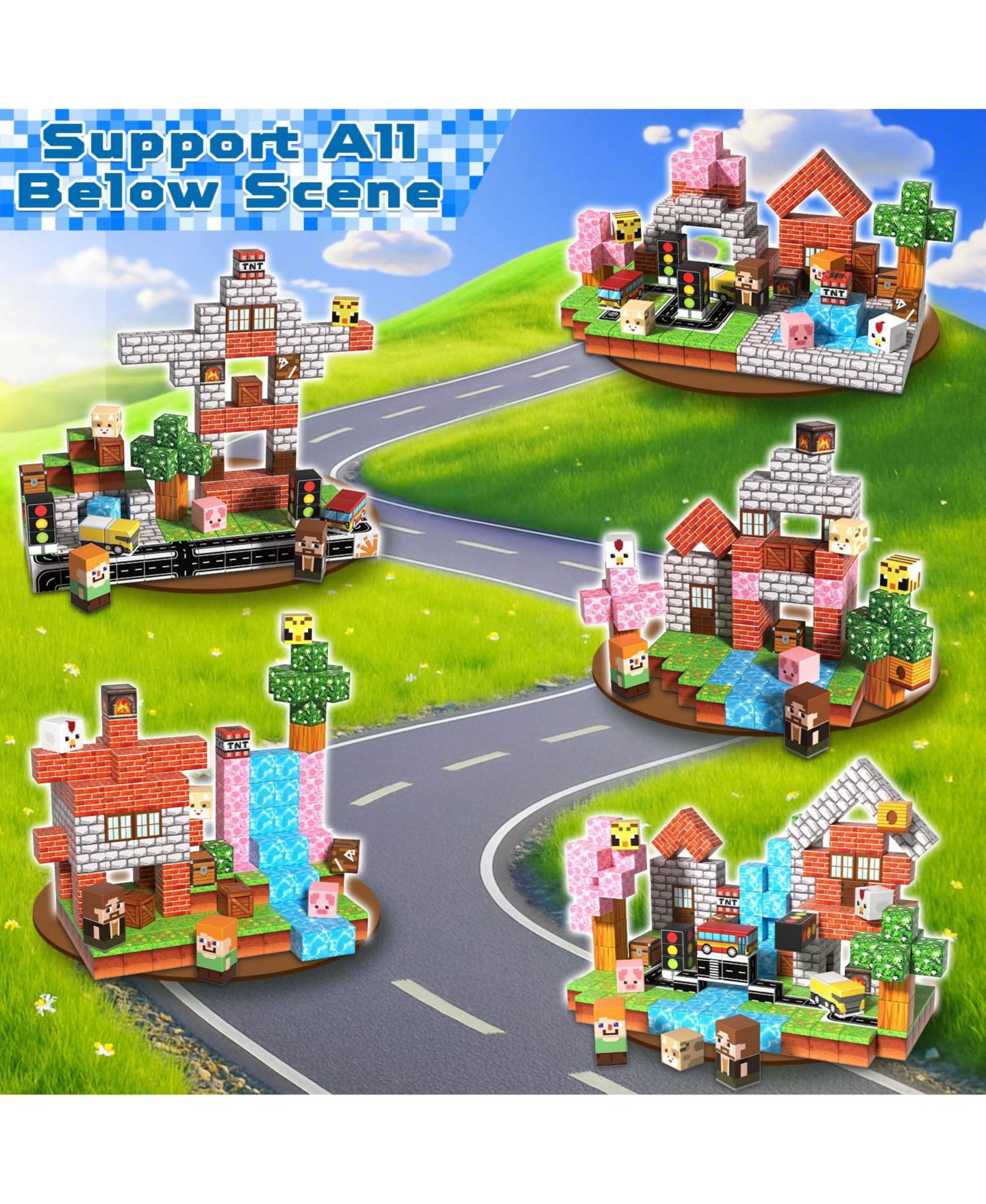 Детские конструкторы GNUADZ 200-Piece Magnetic Educational Building Blocks, Ages 3+, цвет: Forests — фото 4