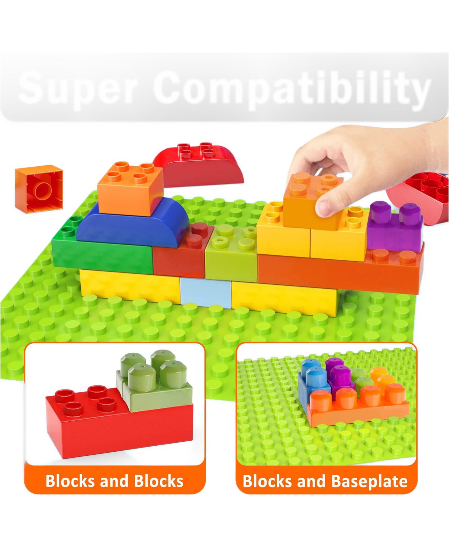 Детские конструкторы GNUADZ Big Building Blocks 150-Piece Set, Ages 2-5, цвет: Разноцветный — фото 2