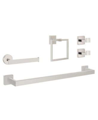 5 Pieces 24" Bathroom Hardware Set 304 Stainless Steel Square Towel Rack Kit