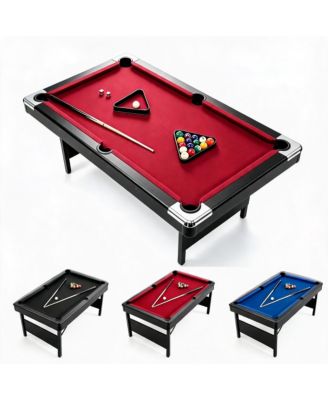 7-Foot Folding Billiards Table Set with Balls, 2 Cue Sticks, Chalk & Brush