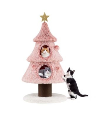 48.5 in Holiday Cat Tower with 2 Large Condos and Jute Scratching Post