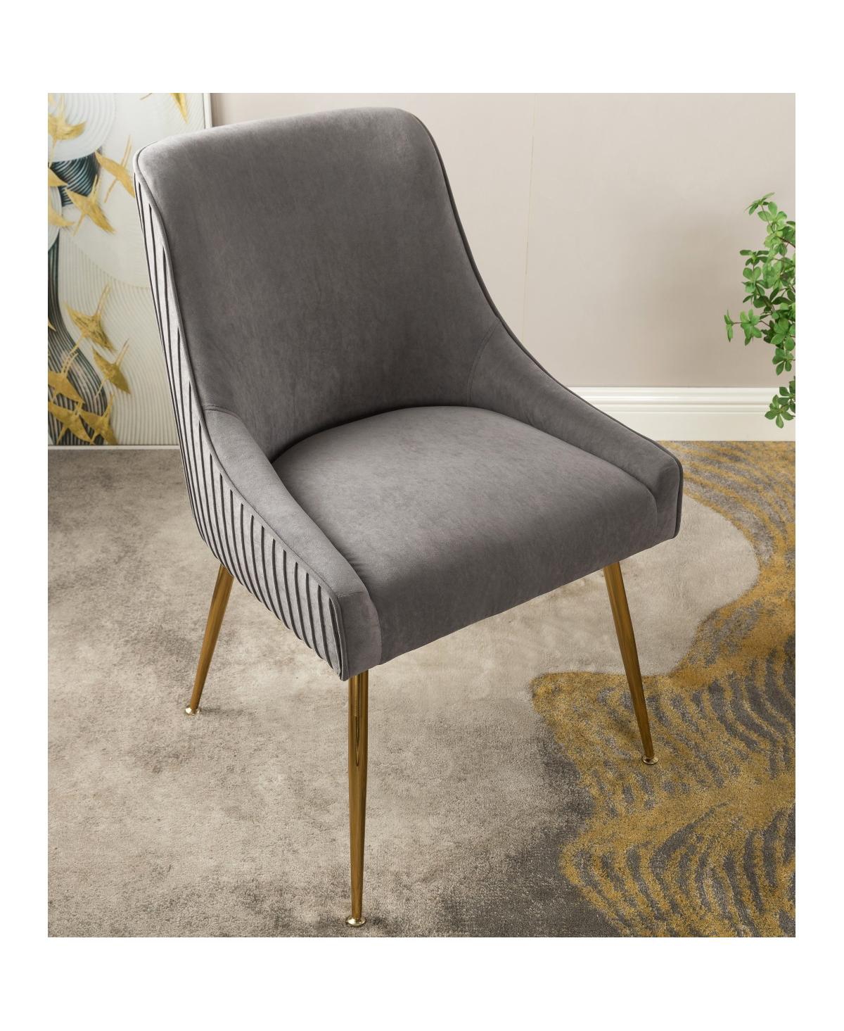 Streamdale Furniture Velvet Dining Chair with Gold Legs, Modern Upholstered Accent Chair - Gray