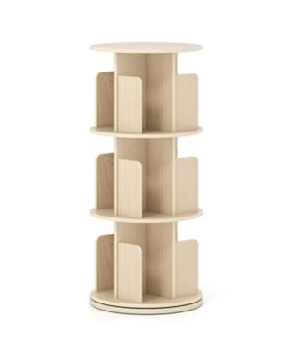 38.5 Inch 3-Tier Engineered Wood 360-Degree Rotating Bookcase