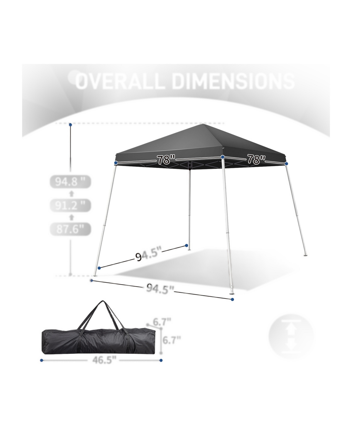 Sevorley 6x6ft Pop Up Canopy Tent, Outdoor Tent Canopy Foldable Portable Canopies for Camping, Patio, Easy Up Gazebo Canopy with Carry Bag - Dark gray