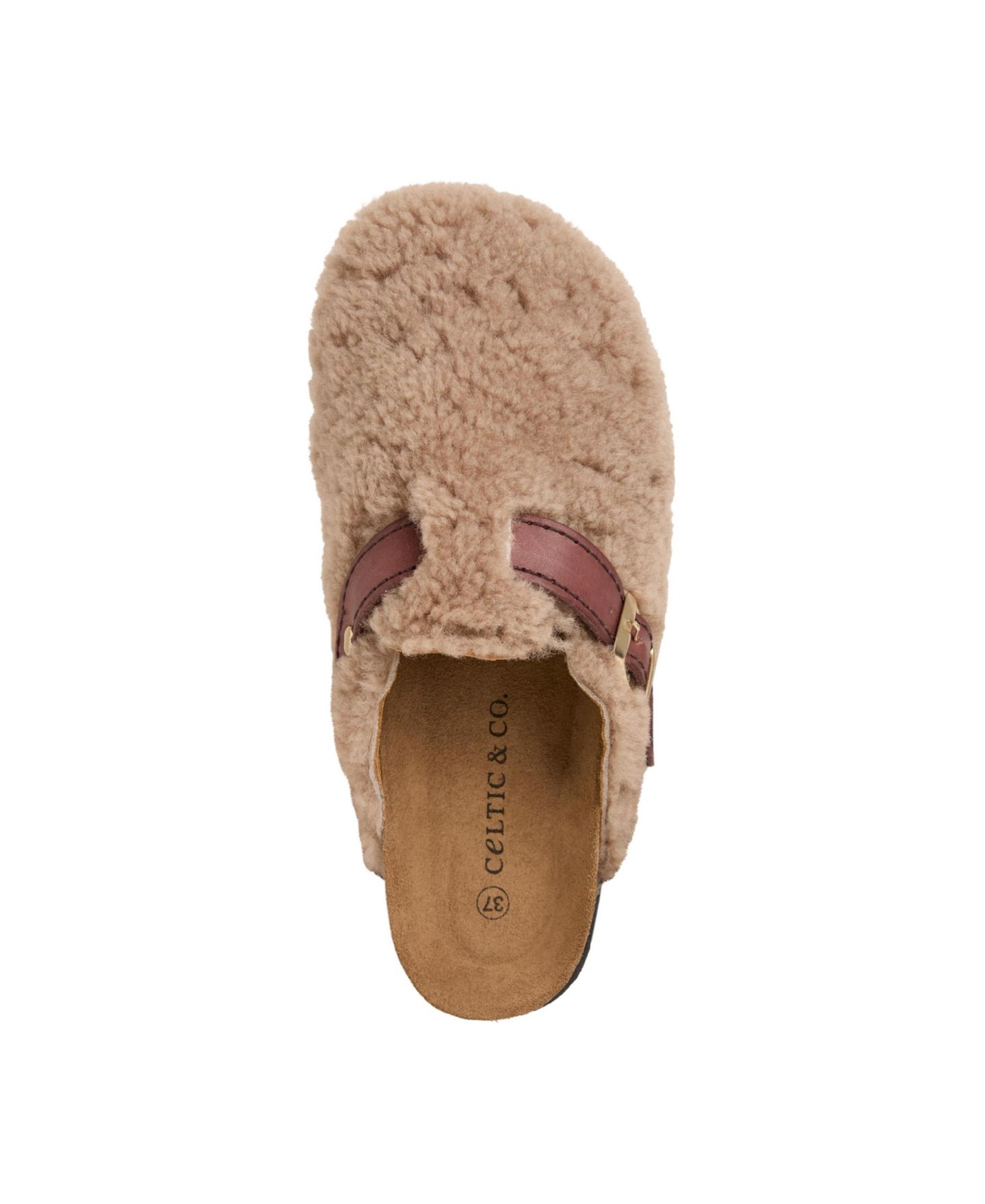 Женские сабо Celtic & Co. Leather Strap Teddy Shearling Flatform Heel, цвет: Бежевый — фото 4