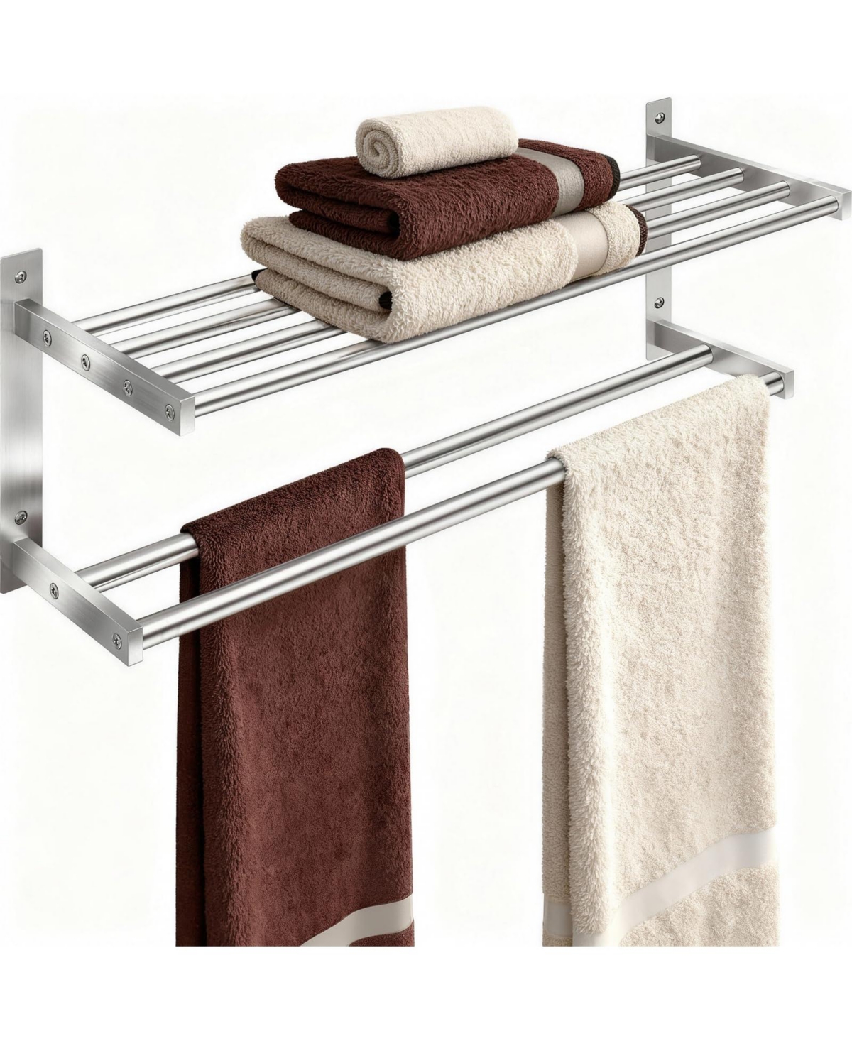 Cyqbd 24" Towel Rack 2 Tier Double Bars Wall Mount Bathroom Hardware