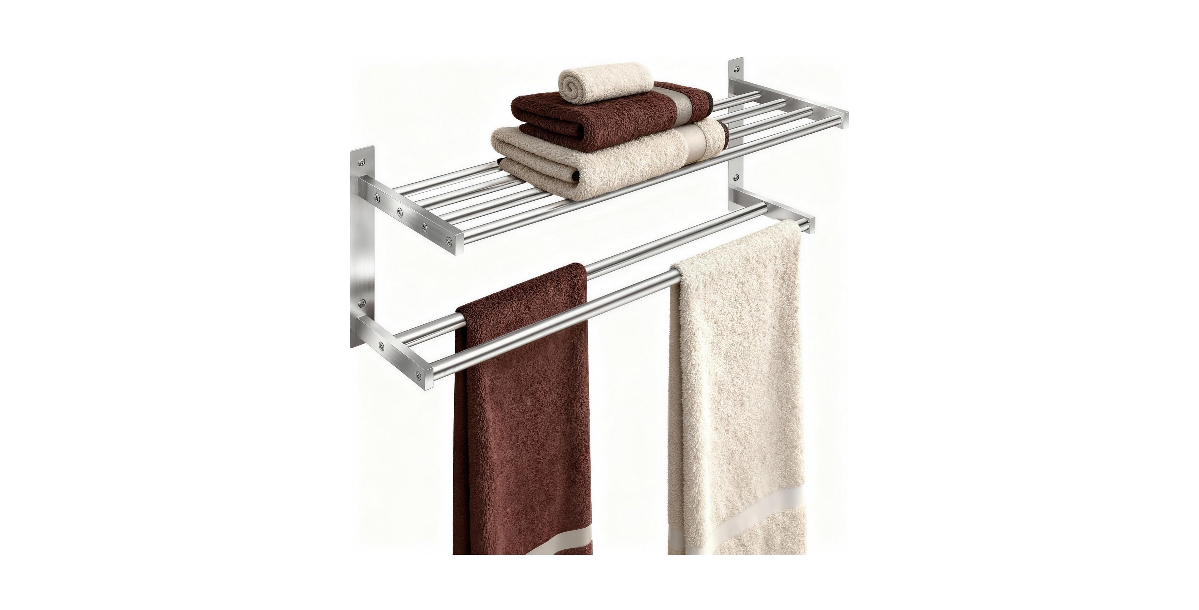 Cyqbd 24" Towel Rack 2 Tier Double Bars Wall Mount Bathroom Hardware