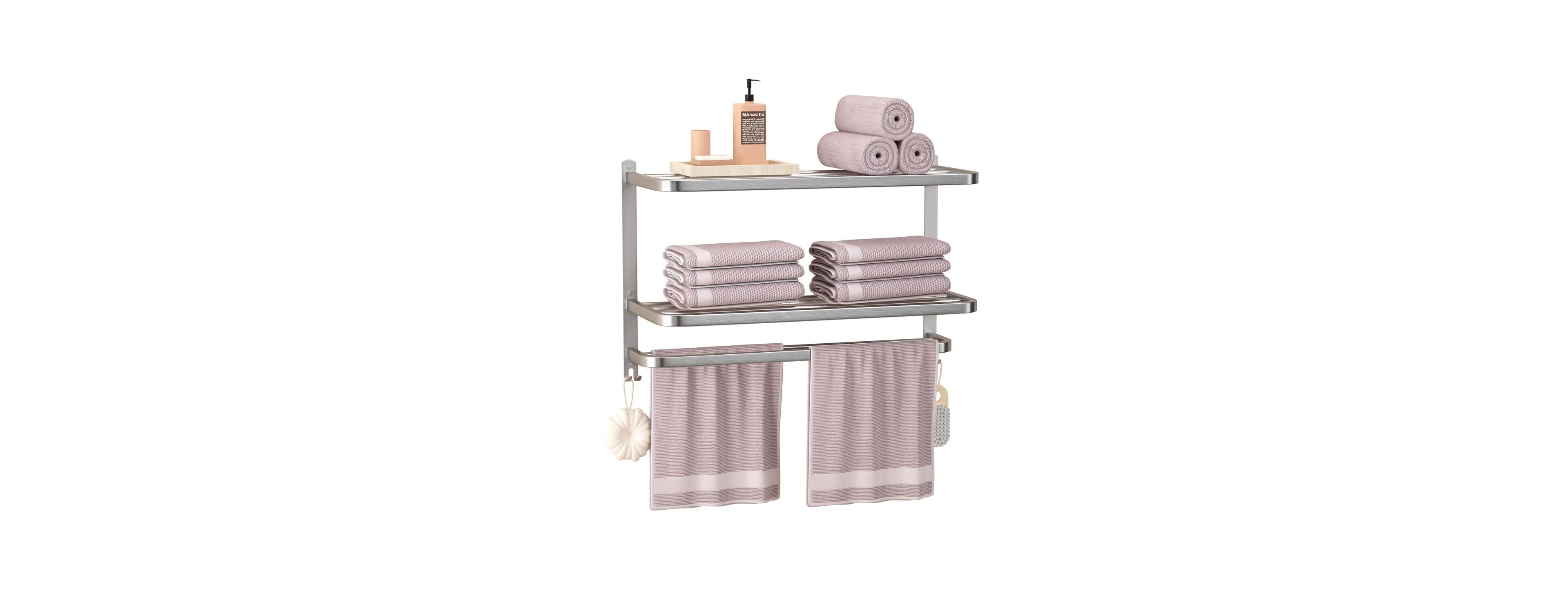 Cyqbd 23" Towel Rack Bathroom Hardware 3 Tier Wall Mounted Stainless Steel