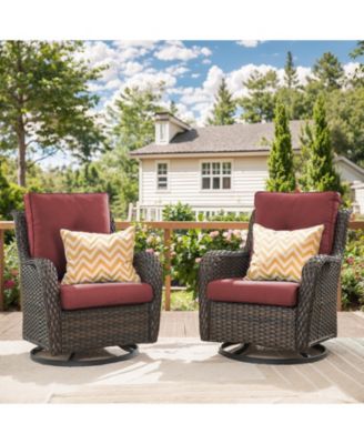 Wicker Swivel Glider Chair Outdoor Rocking Seating with Olefin Cushions