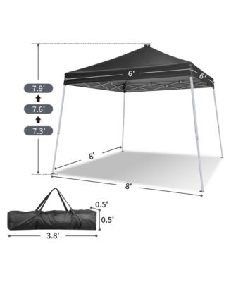 8x8 FT Slant Leg Foldable Canopy Shelter Tent with 4 Solar Meteor Shower LED String Lights, 210D Oxford Cloth