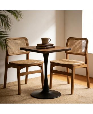 Small Square Dining Table, 23.6" Pedestal Bistro Table, Table for 2 People