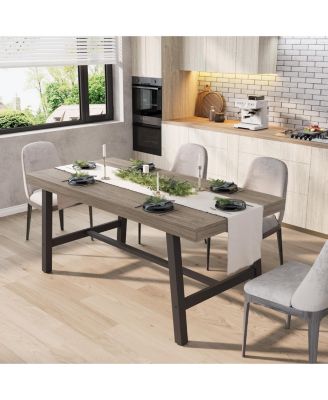 63" Modern Industrial Dining Table with Robust Metal Frame, Rectangular Kitchen Table for 6, Urban Chic Home Decor