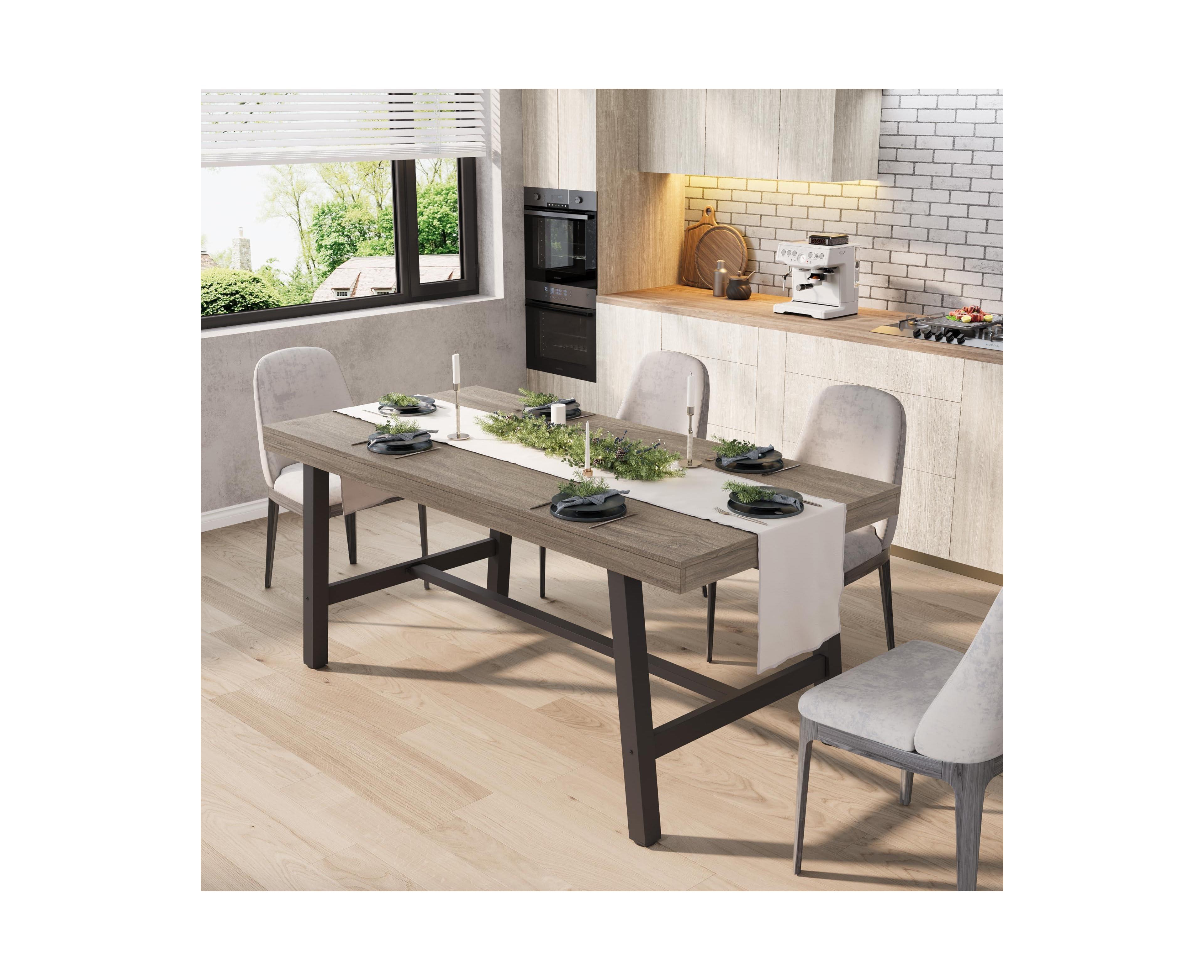 gaomon 63" Modern Industrial Dining Table with Robust Metal Frame, Rectangular Kitchen Table for 6, Urban Chic Home Decor