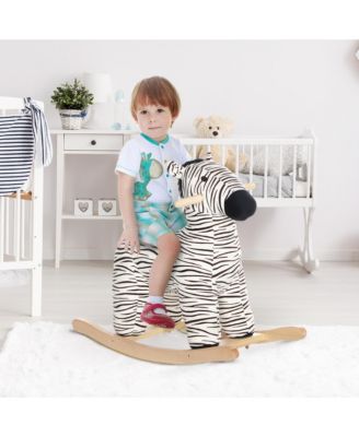 Zebra Plush Rocking Horse, 26.6"L x 11.6"W x 23.6"H, 88 lbs. Capacity, Ages 2-4