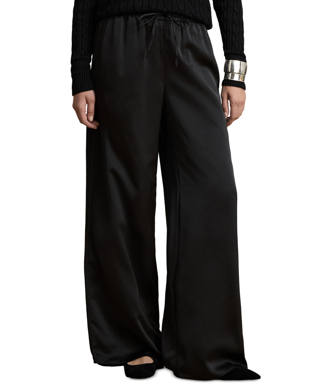 Lauren Ralph Women's Satin Charmeuse Wide-Leg Pant