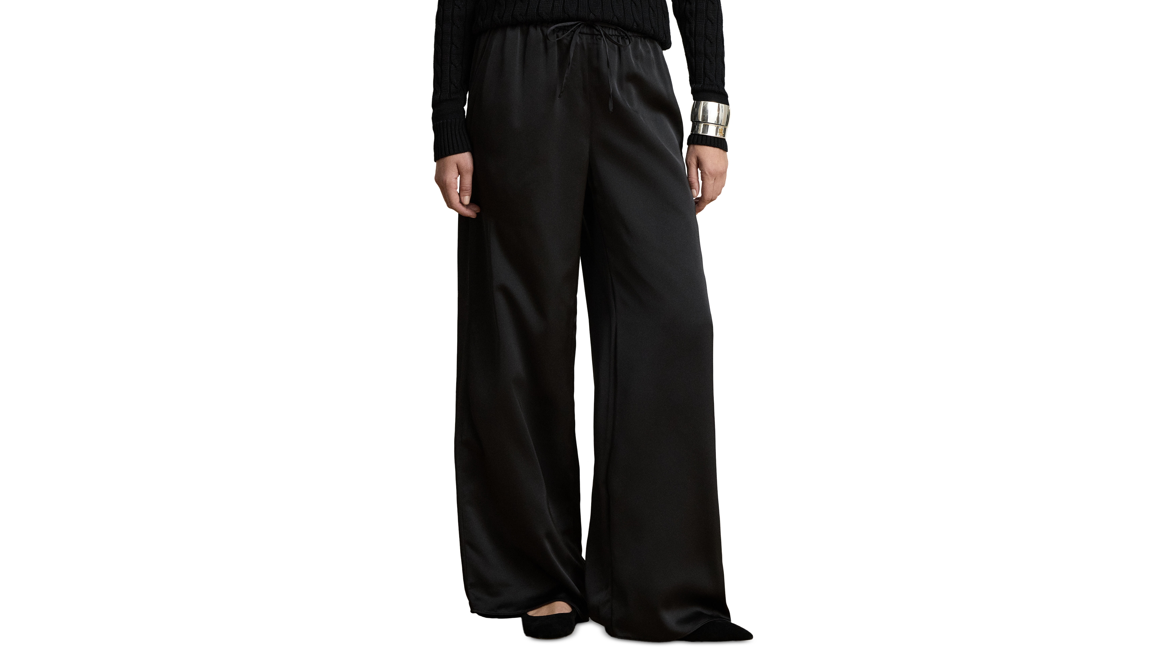 Lauren Ralph Women's Satin Charmeuse Wide-Leg Pant