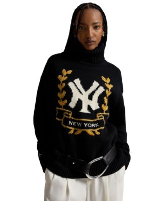 Women's New York Yankees Intarsia-Knit Crest Wool-Blend Turtleneck Sweater