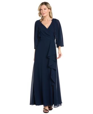 Petite V-Neck 3/4-Sleeve Dress and Jacket, 2-Piece Set