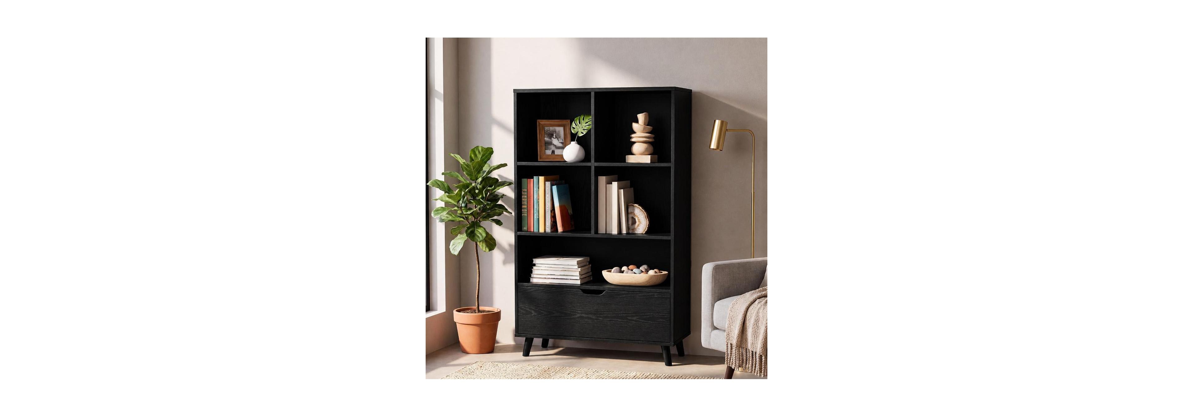 gaomon 47.24 Inch Mdf 5-Tier Open Shelf Bookcase with Wood Legs