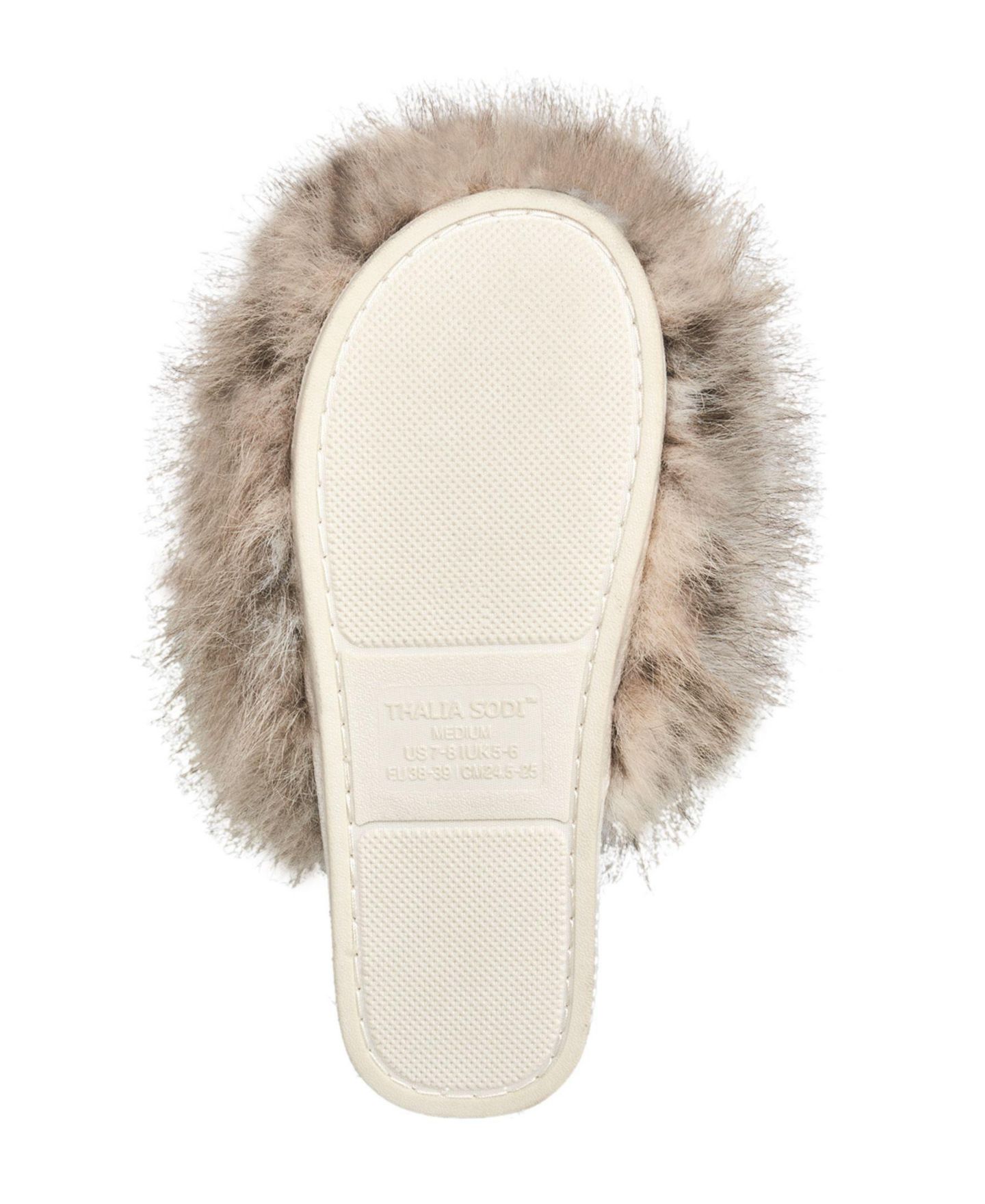 Женские тапочки Thalia Sodi Animal Leopard Puff Ball Slipper, цвет: Слоновая кость разноцветный — фото 6